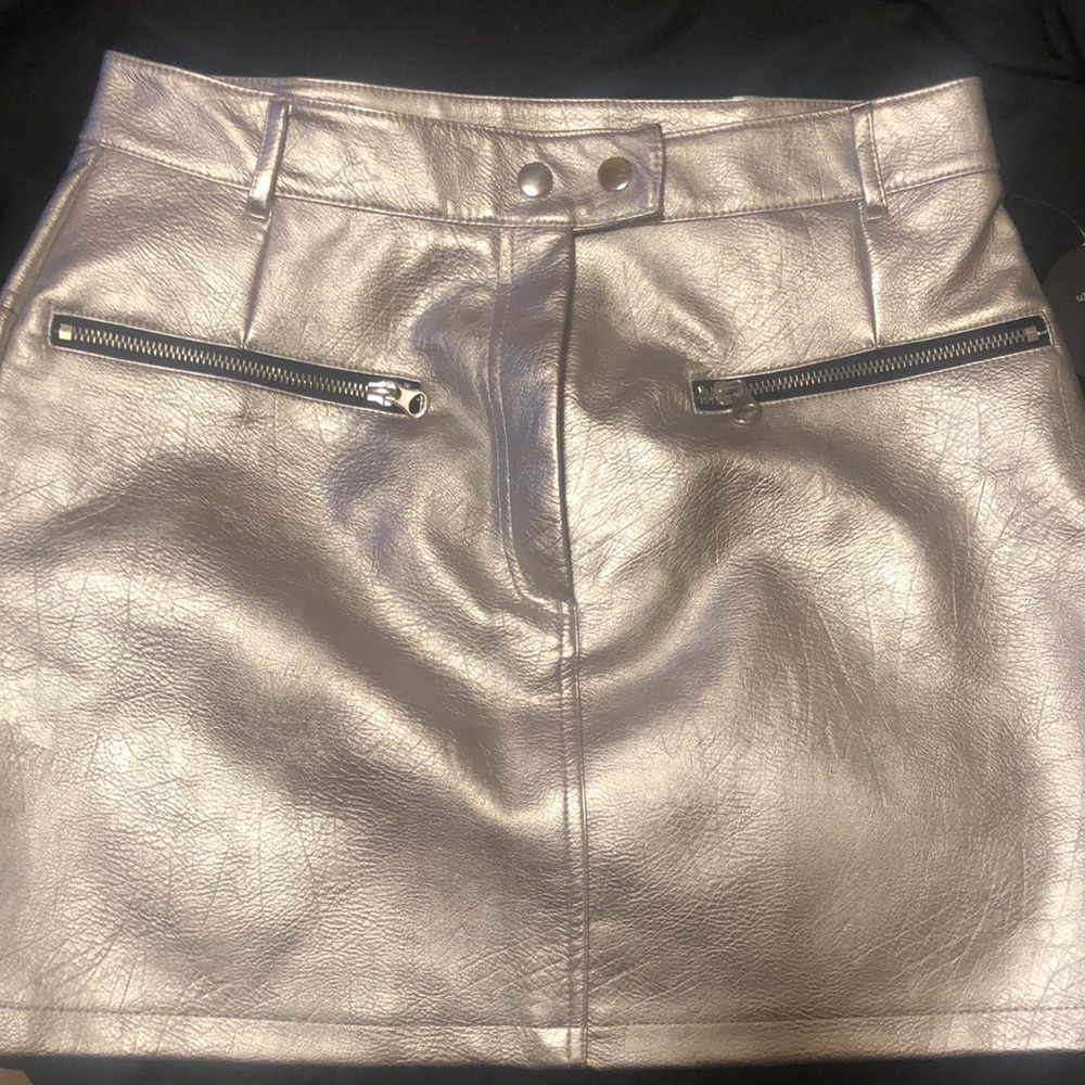 Sliver mini skirt . Brand new tag still on it no holes or anything.